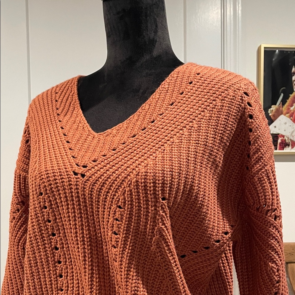 moon & madison V-Neck Sweater - Rust